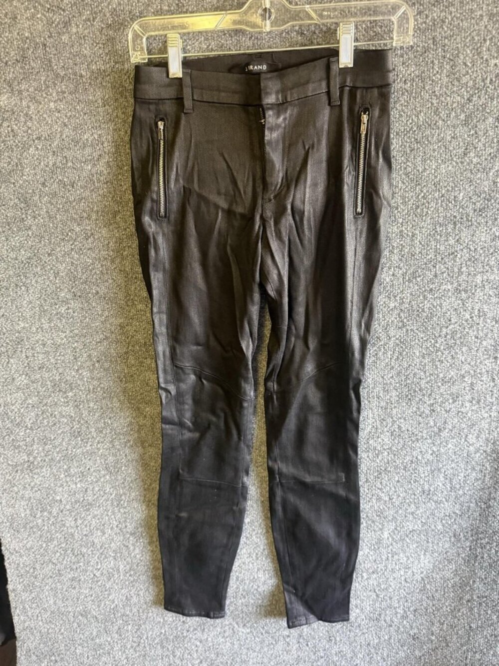 J Brand Pants Womens 25 Black Skinny Jegging Zip Pockets Coated Twill Moto